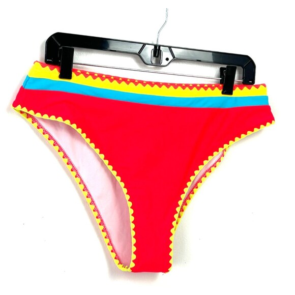 New Popvil Womens Colorblock Swimsuit Bottom Size XL Yellow Pink 1193H2 - Picture 2 of 12